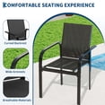 thumbnail image 4 of 7 Piece Patio Dining Set for 6, Outdoor Metal Dining Furniture Set with Rectangular Slatted Table, 6 Breathable Textilene Chairs, Modern Backyard Deck Porch Poolside, 4 of 7