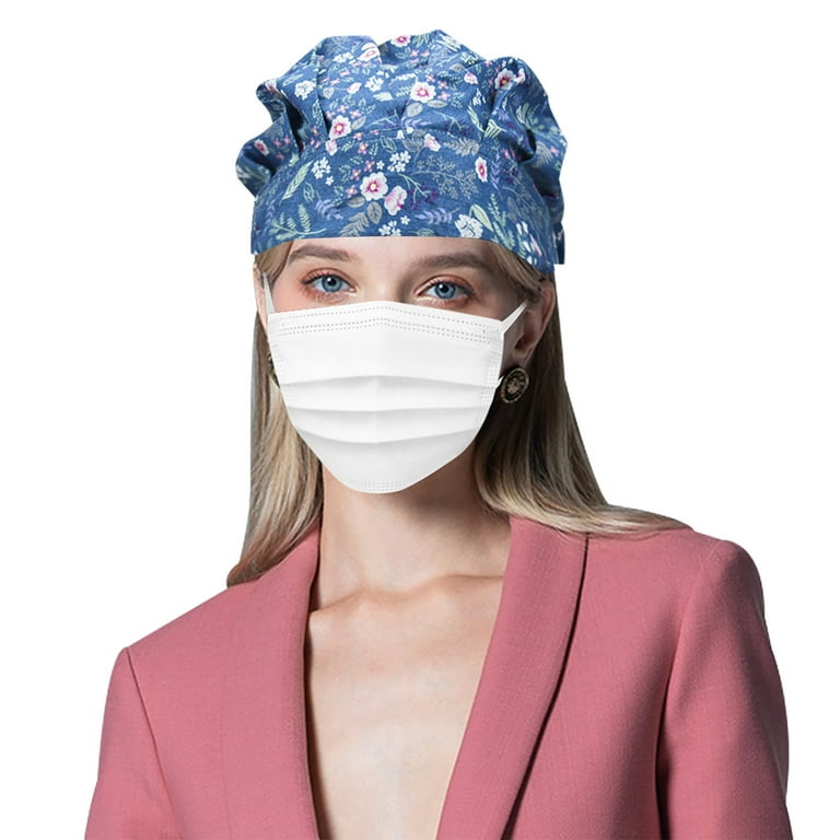 JINMGG Womens Plus Size Clearance $5 Scrub Cap Hat Suction Sweat Towel Nurse Cap Printed Baotou Cap