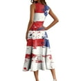 thumbnail image 3 of Red White Blue Dress, 4Th Of July Casual Cotton Sleeveless Round Neck American Flag Ruffle Flowy Long Tank Leopard Print Dress Birthday Sun Women Summer Casual Dresses Maxi (XXL, Red) ZMTing, 3 of 4