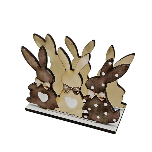 Easter Bunny Napkin Holder, Wooden Decorative Plaque for Tabletop Display, Holiday Party Decoration, Spring Easter Centerpiece, 6.3 x 4.7 Inches