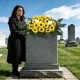 thumbnail image 4 of DVKOVI Artificial Cemetery Flowers for Grave HeadstOne Flower Saddle Silk Sunflowers Cemeteries Memorial DecoratiOn C One Size, 4 of 5