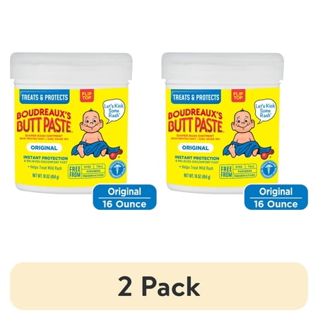 (2 pack) Boudreaux&rsquo;s Butt Paste Original Diaper Rash Cream with Zinc Oxide 16 oz