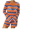 thumbnail image 2 of qolati 2 Piece Pajamas Sets Ribbed Knit Matching Outfits Long Sleeve Cutout Crop Sweater Pullover Tops Shorts Sleepwear Loungewear Sweatsuits, 2 of 6