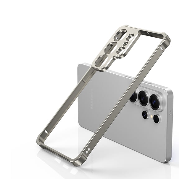 Aluminum Frame for Samsung Galaxy S26 Ultra Metal Bumper Frame Slim Hard Case Cover, with Camera Lens Protective Cover, No Backplane, Corners Drop Protection for Samsung Galaxy S26 Ultra, Titanium