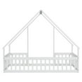 thumbnail image 7 of Twin Floor Bed for Kids Toddlers, Wooden Montessori Bed Frame with Roof and Fence Guardrails, Playhouse Bed Tent Bed for Boys Girls Bedroom, Easy Assembly, White, 7 of 7