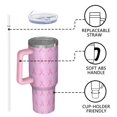thumbnail image 4 of Pink Breast Cancer Tumbler with Handle and Lid,40oz Double Wall Vacuum Insulated Tumbler,Cups Gift for Women and Men, 4 of 7
