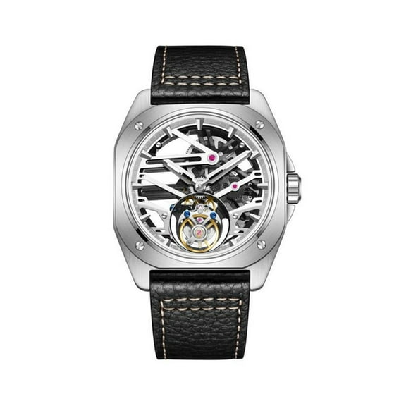 AESOP Real Tourbillon Skeleton Hand Wind Mechanical Wrist Watch Men Sapphire Crystal Diamond Business Dress Hollow Waterproof Clock Man Luminous Stainless Steel Leather Square Case Wristwatch