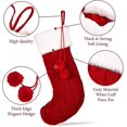 thumbnail image 2 of Medias navideñas Calcetines tejidos con hilo rojo y blanco Bolsa de regalo de dulces con pompones (rojo y blanco) (2 unidades), 2 of 5