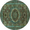 thumbnail image 1 of Ahgly Company Indoor Round Abstract Light Blue Modern Area Rugs, 5' Round, 1 of 4