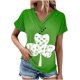 thumbnail image 2 of Fiudx Ropa de Mujer Top de Primavera/Verano de Manga Corta Informal con Cuello En V Estampado Del Día de San Patricio para Mujer, 2 of 5