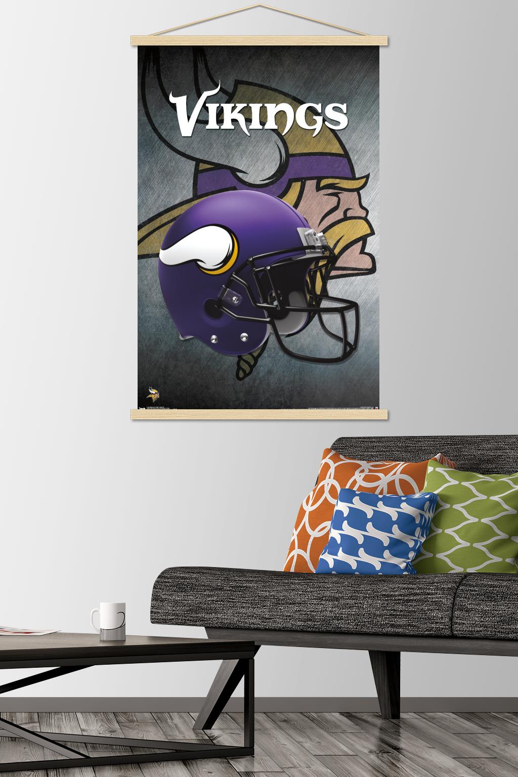 NFL Minnesota Vikings - Helmet 16 Wall Poster with Wooden Magnetic Frame, 22.375" x 34"