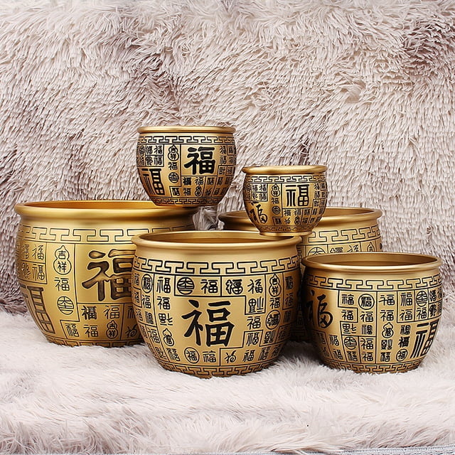 Brass exquisitely carved treasure pot for wealth gathering, home living room, rice container, street stall, tabletop ornament wholesale