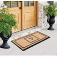 thumbnail image 6 of A1 Home Collections Rubber & Coir Mat, Heavy Duty, Extra Large, Front Door Mat 24"X48", Black/Beige Doormat Monogrammed V, 6 of 7