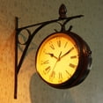 thumbnail image 4 of Reloj de pared colgante de doble cara de estilo europeo, reloj despertador redondo de decoración del hogar de metal de hierro Methold JJ9733-00B, 4 of 6