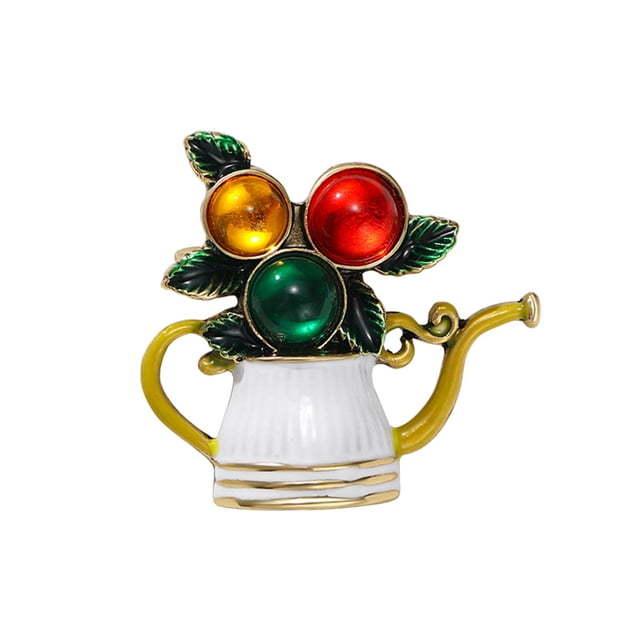 Regadera vintage Brooch Pins con coloridas flores de cristal