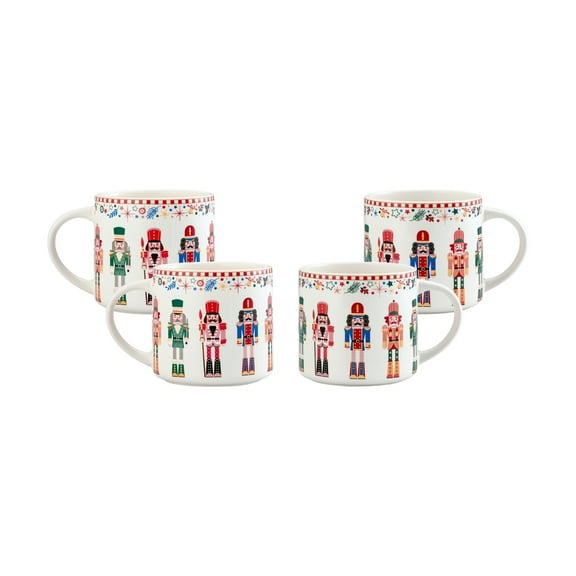 Bico Christmas Soldier Ceramic 19oz Holiday Mugs, Set of 4, for Coffee, Tea, Drinks, Microwave & Dishwasher Safe
