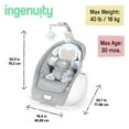 thumbnail image 5 of Ingenuity Infant to Toddler Rocker & Foldable Baby Bouncer Seat - Cuddle Lamb (Unisex), 5 of 16