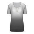 thumbnail image 3 of Womens Round Neck Button Up T-shirt Loose Short Sleeved Top, 3 of 3