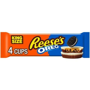 Reese's OREO Milk Chocolate and White Creme King Size Peanut Butter Cups Candy, pack 2.8 oz