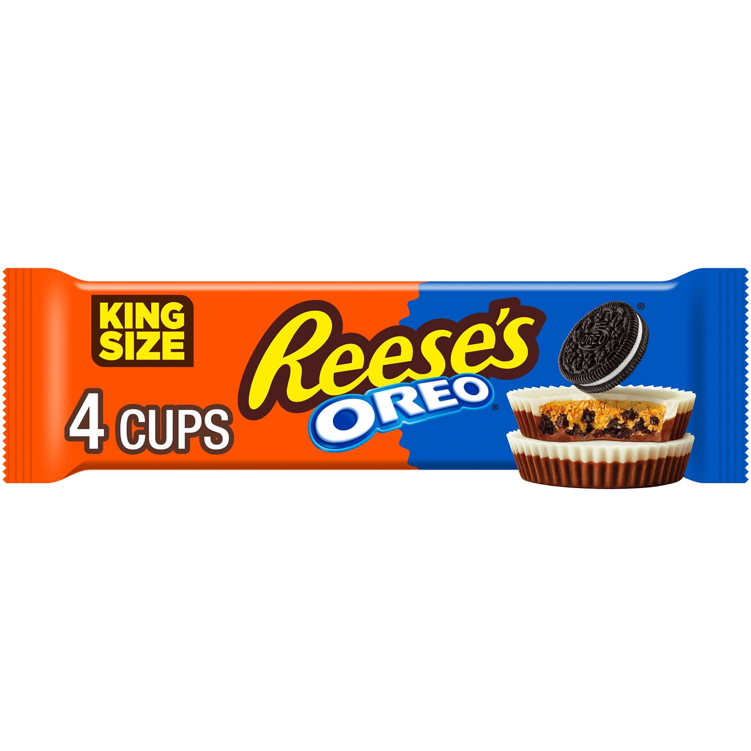 Reese's OREO Milk Chocolate and White Creme King Size Peanut Butter Cups Candy, Pack 2.8 oz