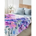 thumbnail image 4 of Purple Pink Flowers Queen Size Flat Sheet, Wrinkleproof & Fadeproof Cooling Flat Bed Sheet Only, Farmhouse Watercolor Floral Breathable Soft Bedding Top Sheets 90 x 102 Inches, 4 of 8
