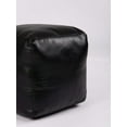 thumbnail image 4 of BBH Homes Black Round Leather Pouf Ottoman Handmade Recycled Cotton Fill BBBACPF0012, 4 of 5