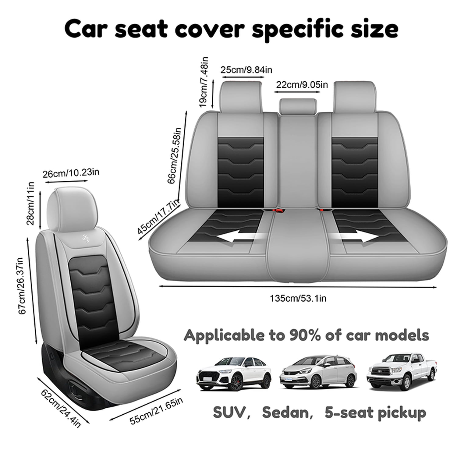 All-season five-seat car seat covers, suitable for most cars, waterproof and comfortable.