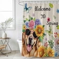 thumbnail image 6 of Spring Dog Shower Curtain Set - 48" x 72" Washable Bathtub Curtain with 12 Hooks, Rustic Watercolor Botanical Floral Sunflower Waterproof Fabric Stall Shower Curtains for Bathroom/Bathtub Décor, 6 of 6