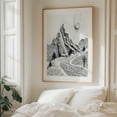 thumbnail image 5 of Monochrome Winter - India Illustration Mountain Black and White Surrealism Minimalist Nature Landscape Winter Oak Framed Wall Art Print 18 x 24 inches, 5 of 12