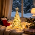 thumbnail image 4 of Mini Glowing Crystal Christmas Tree Table Lamp 6in Battery Powered Nightlight for Desk Shelf Mantel Holiday Decor, 4 of 6