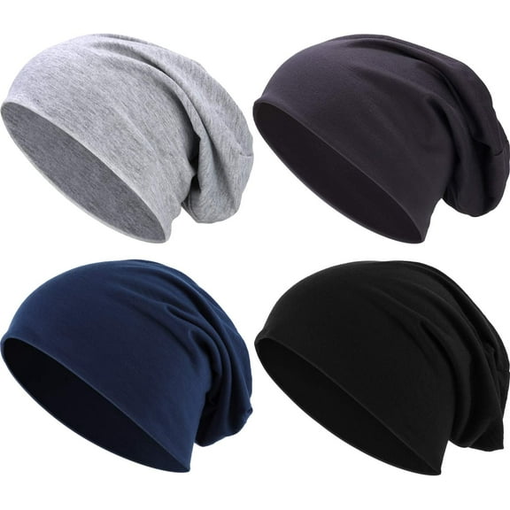 Kiibsot 4 Pieces Thin Summer Slouchy Cap Beanies Hat Unisex Hip-Hop Sleep Cap Dwarf Hat
