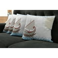thumbnail image 2 of Ambesonne Retro Throw Pillow Cover 4 Pack, Ornate Greek Ship, 16", Pale Blue Redwood Umber, 2 of 6