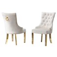 thumbnail image 1 of Double Tufted Cream Velvet Side Chairs with Gold Stainless Steel Legs, 1 of 2