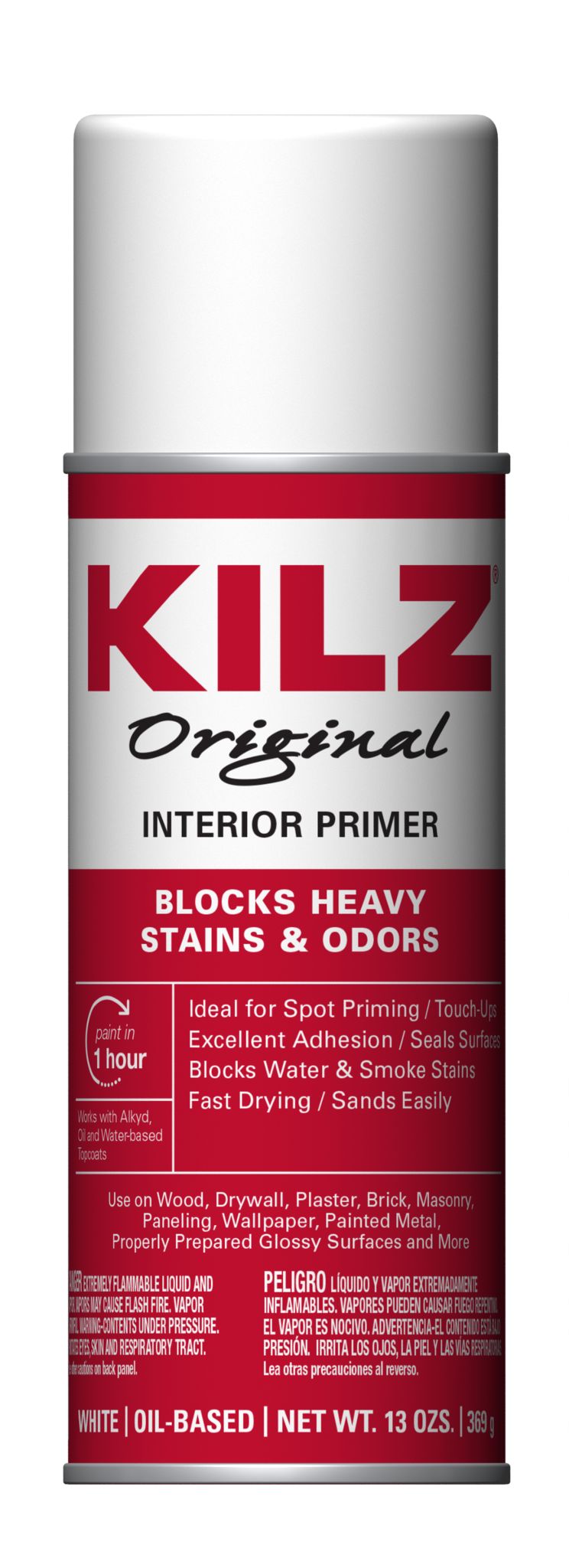 KILZ Original Oil-Base Multi Purpose Aerosol Primer, White, Aerosol Spray, 13 oz. - image 2 of 6