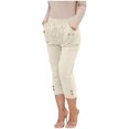 thumbnail image 4 of SwiftWear Women's Solid Color Cargo Capri Pants with Elastic Waist & Zipper Pockets - Stretch Work Capris, Casual Utility 7/8 Length S-2XL, 4 of 9