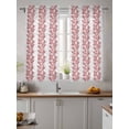 thumbnail image 2 of Red Gray Botanical Curtains 45 Inch Length,Sheer Curtains for Bedroom Living Room Window Pastoral Spring Summer Leaf Aesthetics Rod Pocket Drapes Kitchen Curtains Small Half Window 42"x45" 2 Panels, 2 of 6