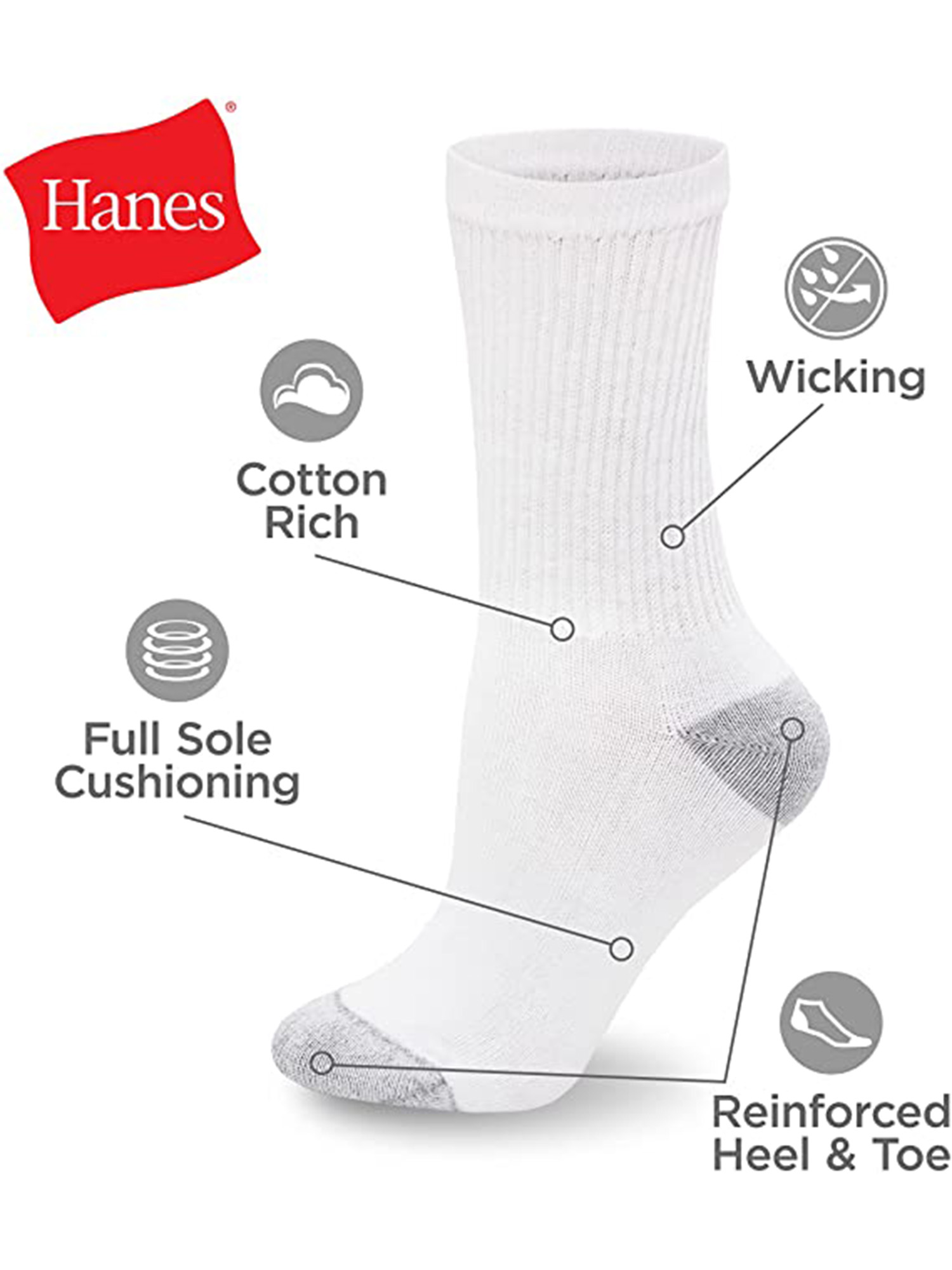 Hanes Women's Cool Comfort Crew Socks, 10-Pair Value Pack - image 4 of 7