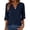 Navy, variant on Women's Loose Fit Button Down Shirts Solid Color 3/4 Sleeve V-Neck Blouse for Summer Resort Wear Tops, Casual and Breathable Shirts for Women
