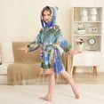 thumbnail image 4 of FORMRS Niños Bathrobe Unisex Hooded Robe Soft Plush Pajamas Sleepwear, Size 10-12T, Blue Window, 4 of 7
