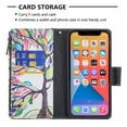 thumbnail image 2 of Dteck Case for Apple iPhone 13 6.1-inch,Magnetic Patterned Leather Zipper Card Holder Wallet Flip iPhone 13 6.1" Phone Case Kickstand Shockproof with Hand Strap Cover,Tree, 2 of 6