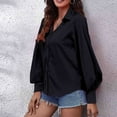 thumbnail image 4 of Babysbule Womens Button Long Sleeve Tops Blouse Shirt Solid Strapless Thin Keep Warm Tee, 4 of 5