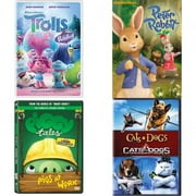 Children's 4 Pack DVD Bundle: Trolls Holiday, Peter Rabbit by Nickelodeon, Piggy Tales - Season 02, Cats & Dogs/Cats & Dogs: The Revenge of Kitty Galore