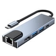thumbnail image 1 of Concentrador USB 3.0 tipo C a RJ45, divisor tipo C a estación de acoplamiento 4K compatible, adaptador para computadora portátil con PD RJ45 USB, 1 of 8