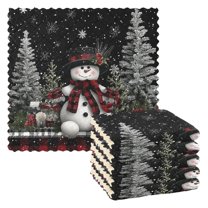 6PCS Dish Towels and Dish Cloths Reuseable Dishcloths Sets for Washing Dishes, Cooking, Baking Size 11" x 11" Christmas Snowman