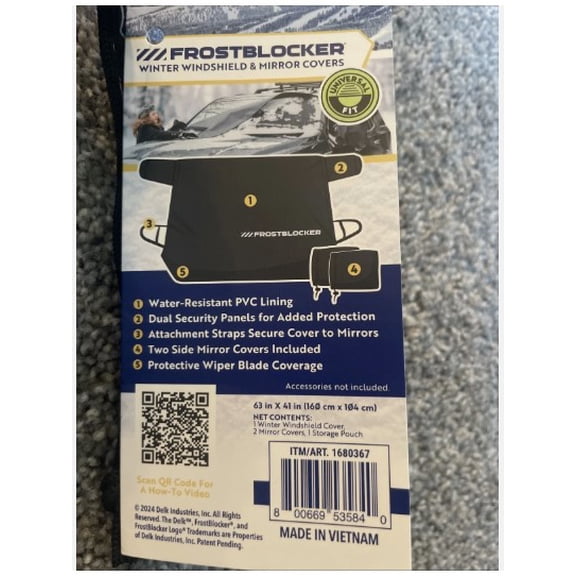FrostBlocker Winter Windshield Cover, Universal Fit, Water-Resistant with Mirror Covers