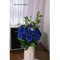 thumbnail image 3 of ZOELNIC 10 rosas artificiales, rosas de seda de tacto real, ramos de tallo largo con una sola flor falsa para decoración de bodas y fiestas (10 unidades, azul), 3 of 8