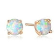 thumbnail image 3 of 925 Sterling Silver Fire Opal Stud Earrings Rose Gold Plated Over .925 Silver, 3 of 10