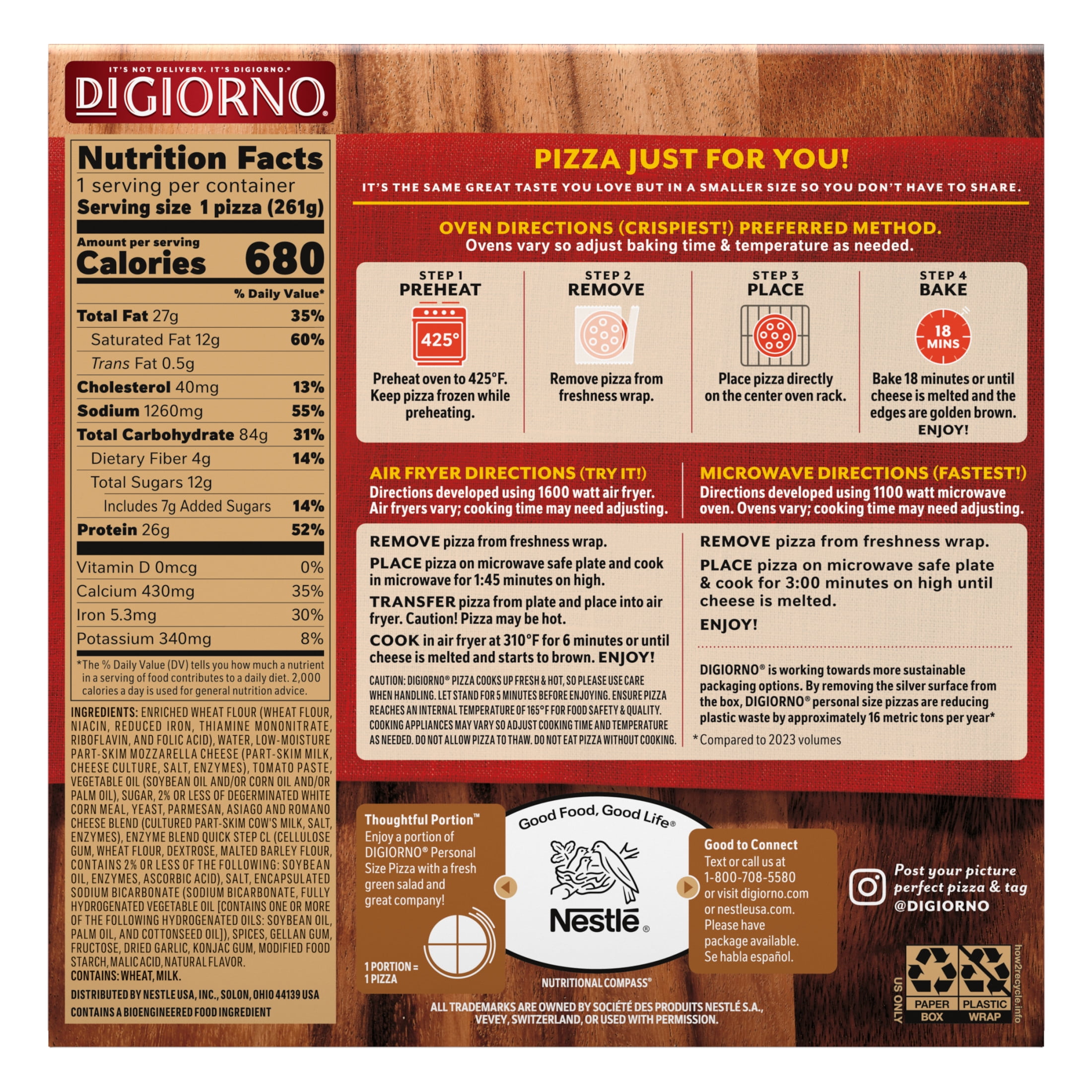 DiGiorno Frozen Pizza, Mini Four Cheese Personal Pizza, 9.2 oz (Frozen)