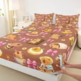 thumbnail image 4 of Erosebridal Pink Bowknot Kawaii Bow Bed Sheets,Cute Animal Capybara King Sheets For Kids Teens 4pcs, 4 of 6