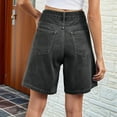 thumbnail image 4 of Womens Jean Shorts Knee Length Trendy Y2k High Waisted Wide Leg Casual Summer Shorts with Pockets Black & Gray L, 4 of 6